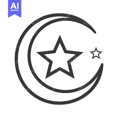 Aset premium populer: A crescent moon with stars presented in graphic form