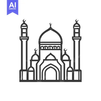 Aset premium populer: An illustrative black and white image of a mosque structure