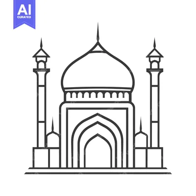 Aset premium populer: A symmetrical illustration depicting a large religious style structure