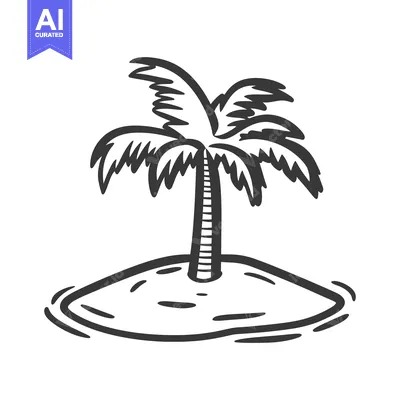 Popular premium asset: A simple sketched image depicting a small island with a palm tree