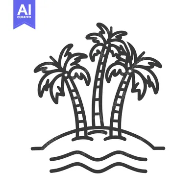 Popular premium asset: Several palm trees grow on a small tropical island in the ocean
