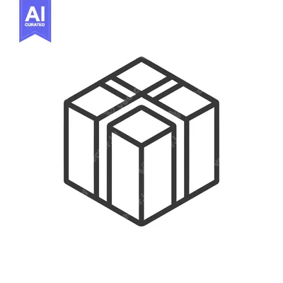 Premium design asset: Isometric Line Art Illustration of a Gift Box