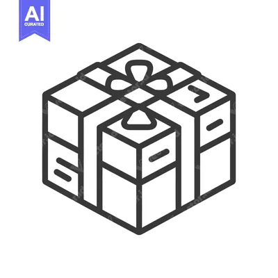 Aset premium populer: Isometric Line Drawing of a Wrapped Gift Box