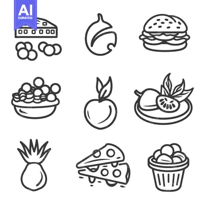 Popular premium asset: Collection of various food illustrations in a line art style