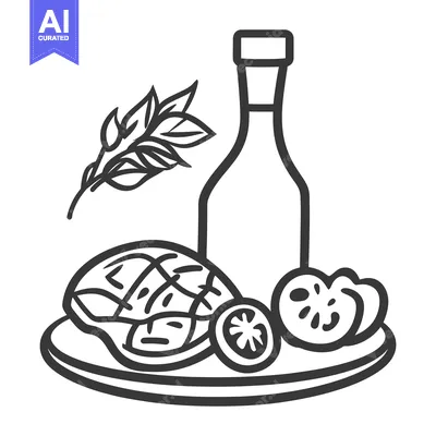 Popular premium asset: A simple illustration of a prepared meal displayed on a plate