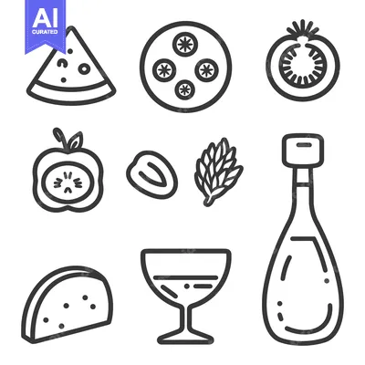 Popular premium asset: An Illustrated Collection of Food and Drink Items Shown