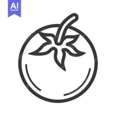 Aset premium populer: A simple illustrative black line drawing of a tomato plant fruit