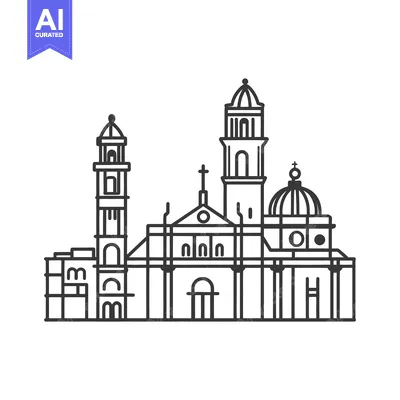 Popular premium asset: A simple line drawing of an ornate cathedral facade