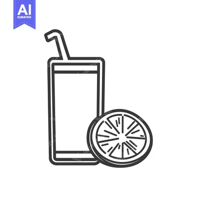 Popular premium asset: A simple illustration of a beverage glass with fruit slice