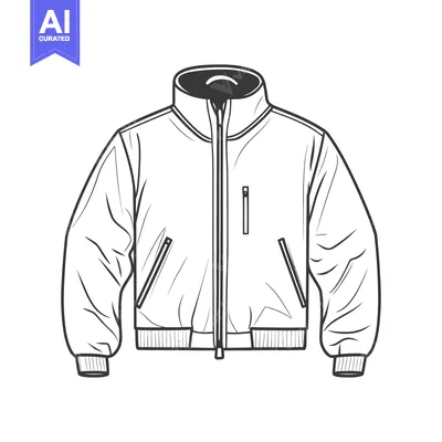 Aset premium populer: A simple outline of a jacket with a collar and pockets