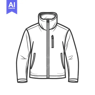 Aset premium populer: A black and white illustration of a winter jacket shown