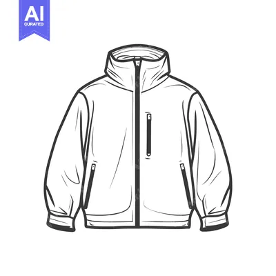 A front view illustration of a lined zippered winter jacket
