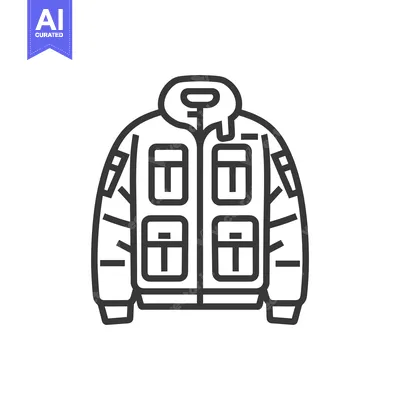 A simple vector illustration of a winter jacket with pockets
