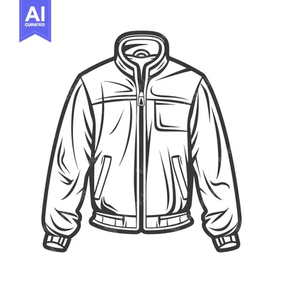 An illustrated black and white image of a casual jacket