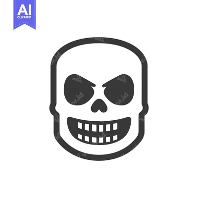 Aset premium populer: A simple and stylized illustration of a smiling skull face