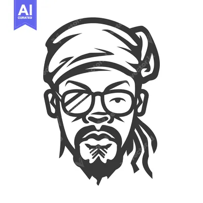 Aset premium populer: A stylized black and white portrait of a man with glasses