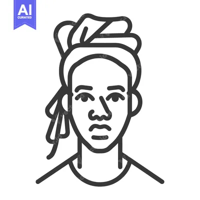 Aset desain premium: A simplified black and white portrait of a persons head