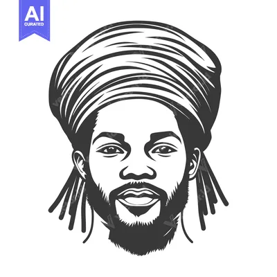 Aset desain premium: Vector illustration portrays a smiling man with a wrapped headdress