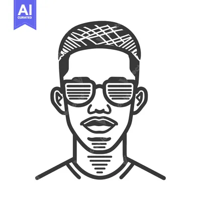 Premium design asset: A simple monochrome illustration of a person wearing eyeglasses