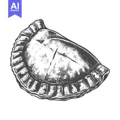 Aset premium populer: A Hand Drawn Illustration Of A Single Pierogi