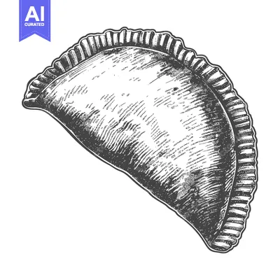 Aset premium populer: Hand Drawn Illustration Of A Single Baked Empanada