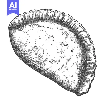 Aset desain premium: Hand Drawn Illustration Of A Single Baked Empanada