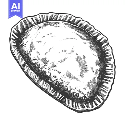 Aset premium populer: Hand Drawn Illustration Of A Baked Empanada Pastry