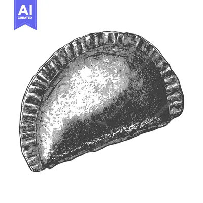 Premium design asset: A single baked half moon pastry illustration