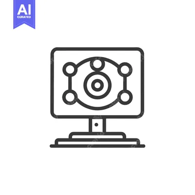 Aset desain premium: Monitor with Network Connection: Modern Technology Icon, Data Visualiz
