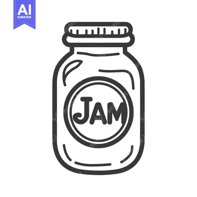 Aset premium populer: A graphic illustration of a jar of fruit spread with a lid