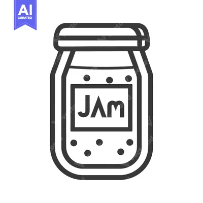 Aset desain premium: A jar of jam icon depicting the fruit preserve product