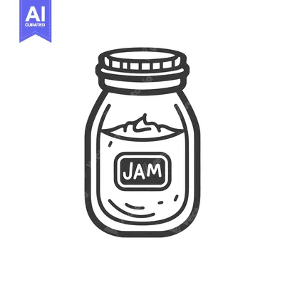 Aset premium populer: A sealed jar of preserved fruit jam with a simple illustration