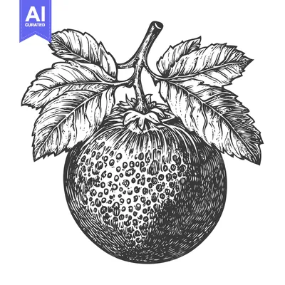 Aset premium populer: Detailed Illustration of a Single Orange with Leaves