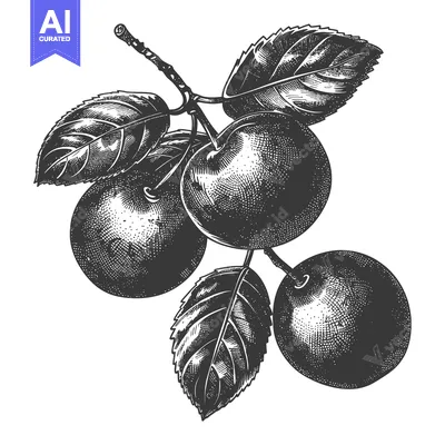 Premium design asset: Three Apples on Branch with Leaves Illustration