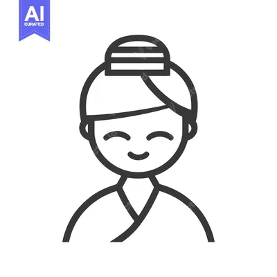 Aset desain premium: A simple illustration showing a smiling person with traditional attire