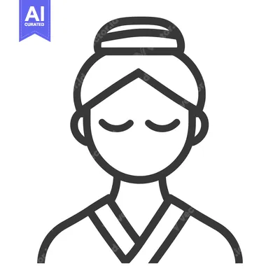 Aset premium populer: A simplistic illustration of a person with closed eyes and bun