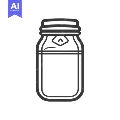 Aset desain premium: Simple black and white illustration of a glass jar with lid