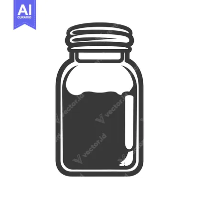 Aset desain premium: An illustrative image of a sealed glass jar container with lid