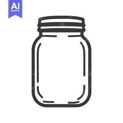 Aset premium populer: A simple black and white illustration of a glass storage container