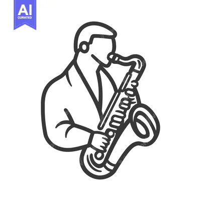 Aset premium populer: A musician playing a saxophone instrument in a stylized illustration