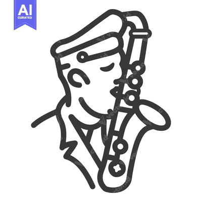 Premium design asset: A musician wearing a cap plays a musical instrument with enjoyment