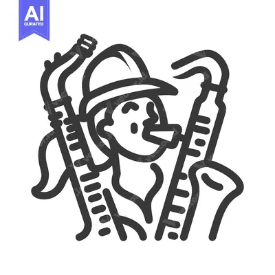Aset premium populer: A musician is holding and playing the saxophone instrument