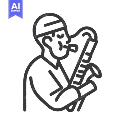 Aset desain premium: A musician playing a wind instrument with a cap on their head