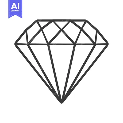 Aset desain premium: A simple outline drawing illustrating a faceted and symmetrical diamon