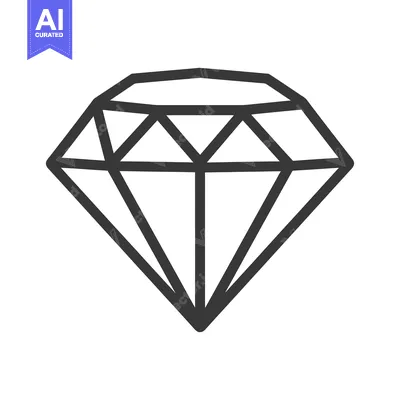 Premium design asset: A simple outlined illustration of a diamond with many facets