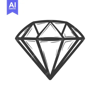Aset premium populer: Black and white graphic illustration depicting a dazzling gemstone dia