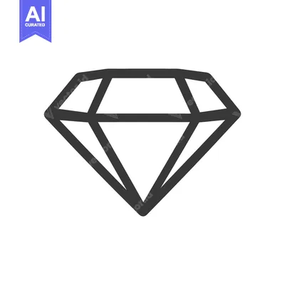 Premium design asset: A simple illustrated line drawing of a cut diamond gem