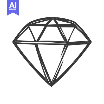 Aset desain premium: A simple outlined illustration showing a sparkling gemstone design
