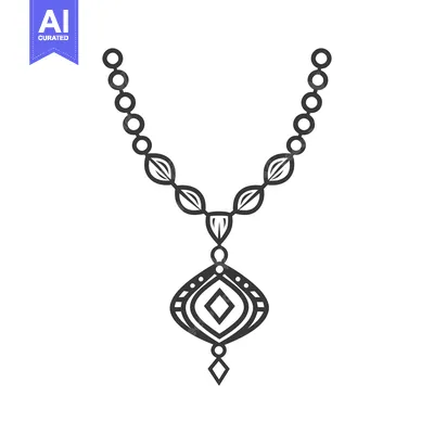 Detailed illustration of an elegant necklace with a geometric pendant