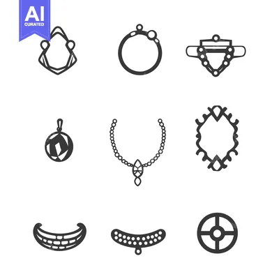 Various minimalist illustrations of jewelry and accessories designs